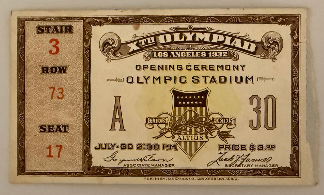 July 30, 1932, LA Summer Olympics, Opening Ceremony