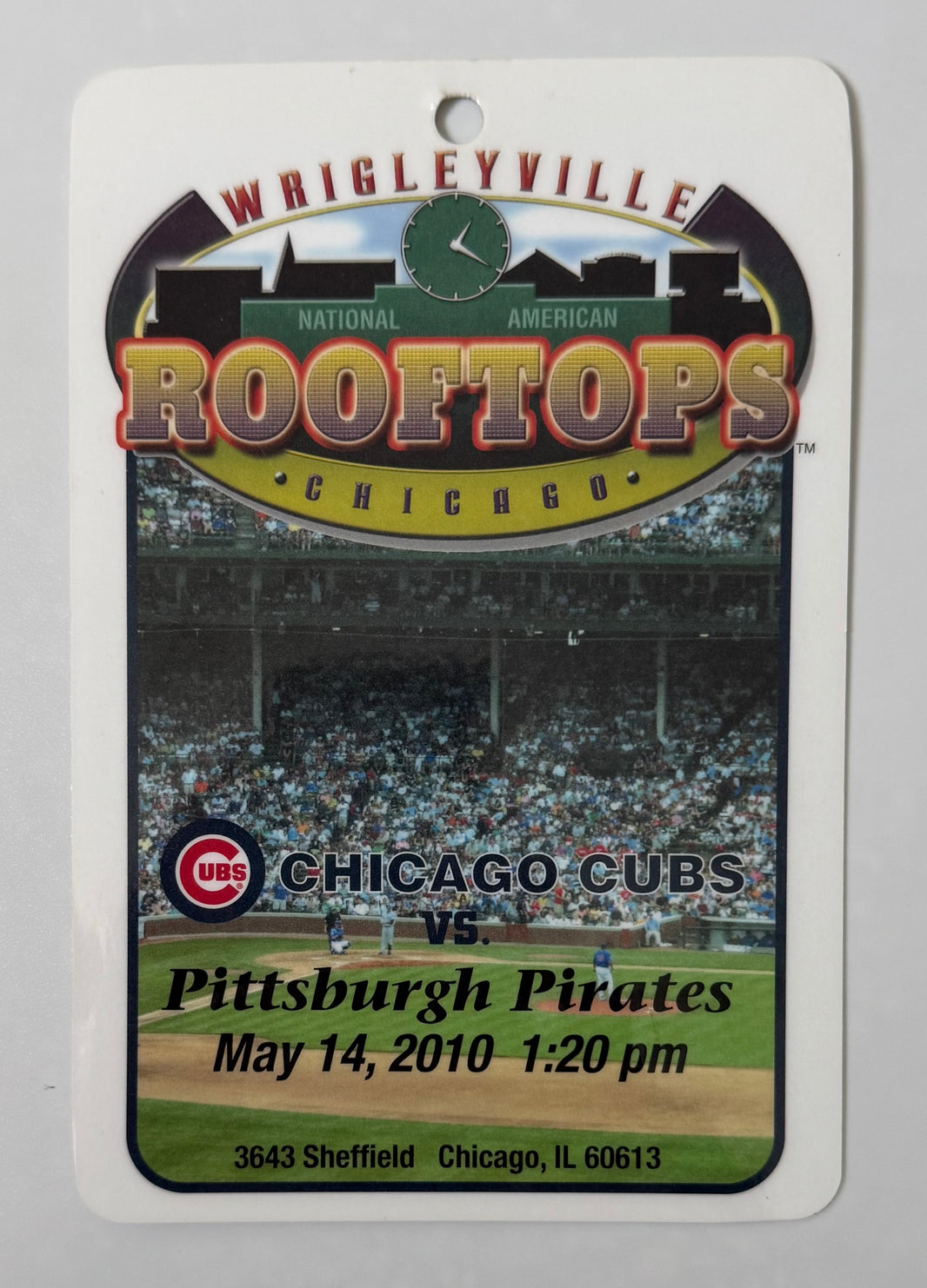 2010 Wrigleyville Rooftops Pass, Cubs versus Pirates, May 14, 2010