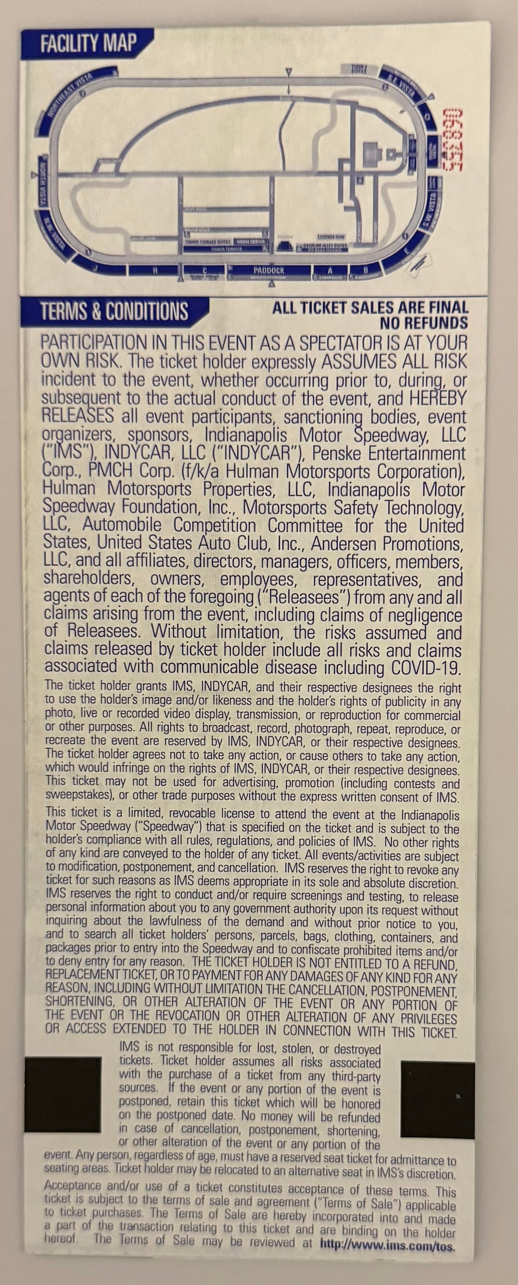 May 30, 2021, 105th Indianapolis 500, Full Penthouse Ticket