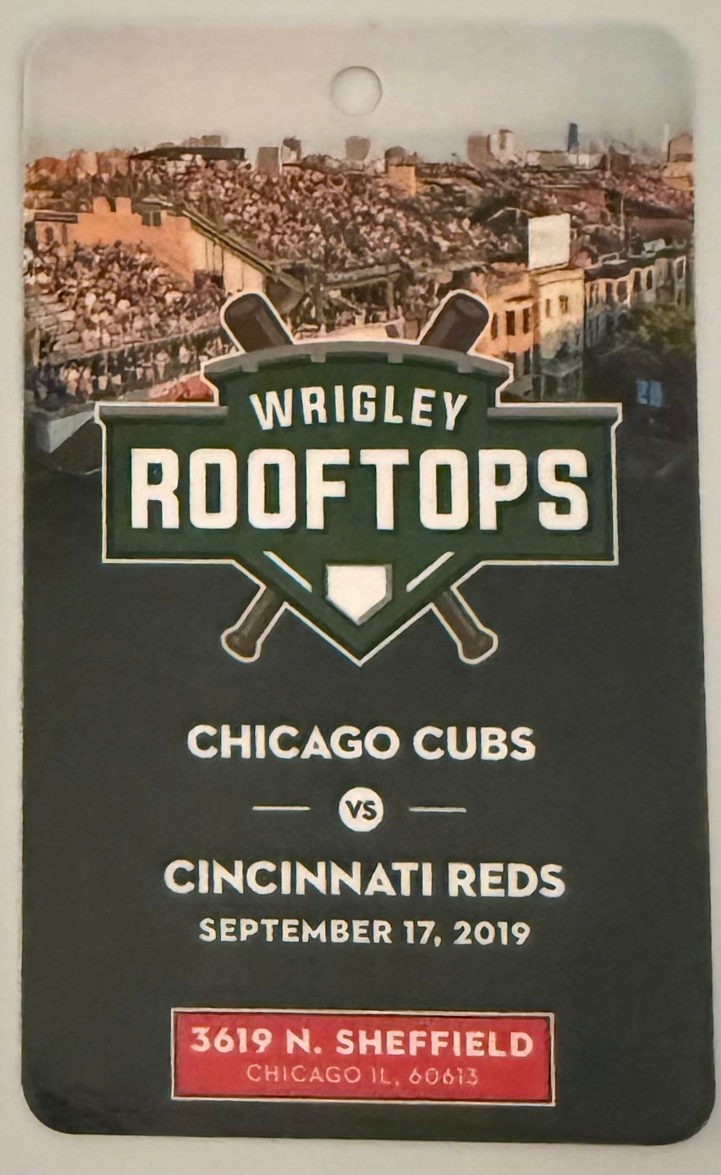 September 17, 2019, Ticket to Wrigley Rooftops, Cubs versus Reds