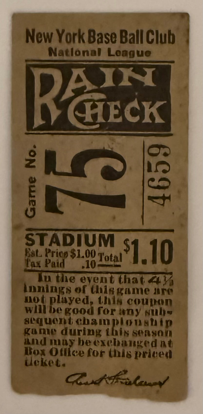 New York Giants at Polo Grounds Game 75, Year Unknown