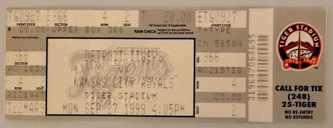 September 27, 1999, Detroit Tigers Final Game, Tiger Stadium