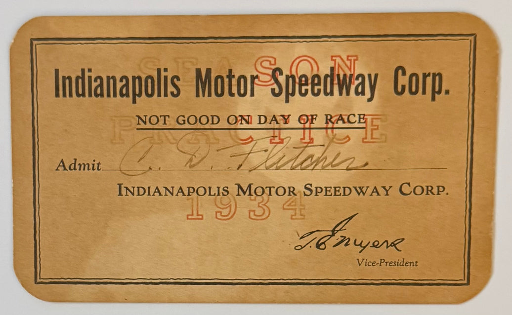 1934 Indianapolis Motor Speedway Grounds Pass