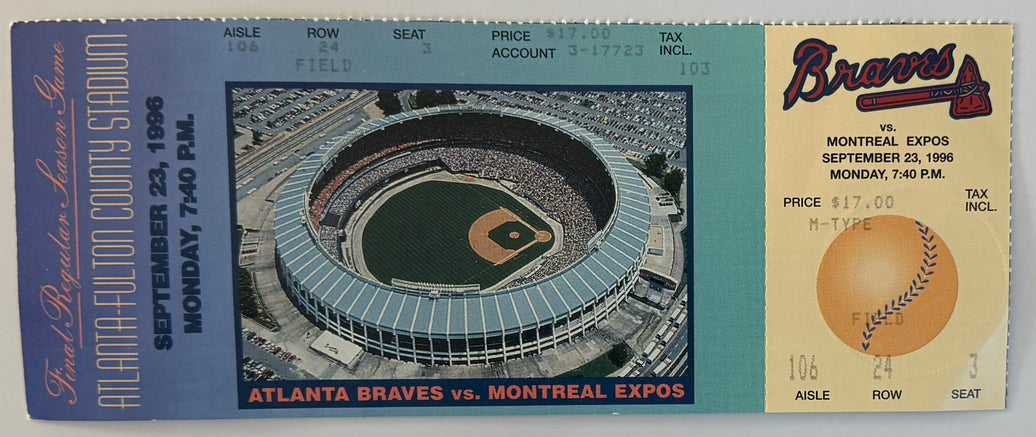 9/23/1996 Last Regular Season Game at Fulton County Stadium