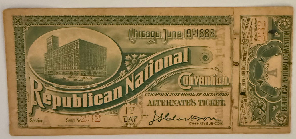 June 19, 1888, Republican National Convention, Benjamin Harrison Nominated and Won Presidency