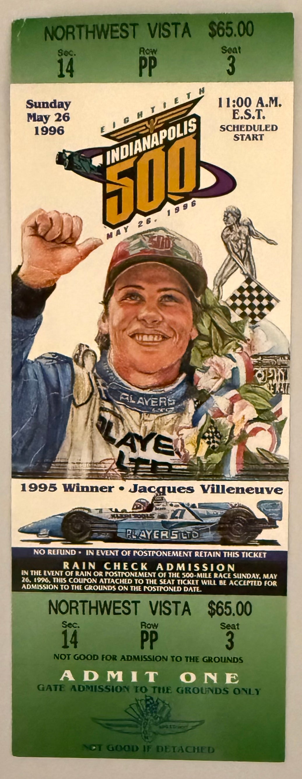 May 26, 1996, 80th Indianapolis 500, Full Ticket