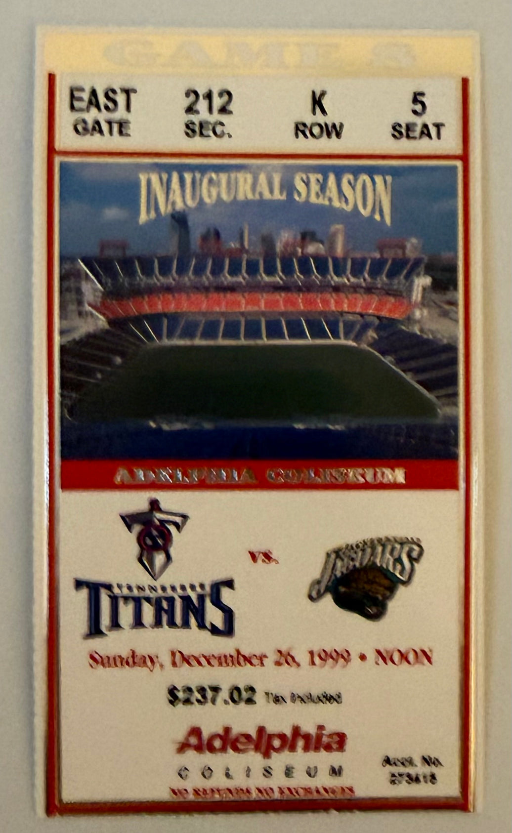 December 26, 1999, Tennessee Titans versus Jacksonville Jaguars