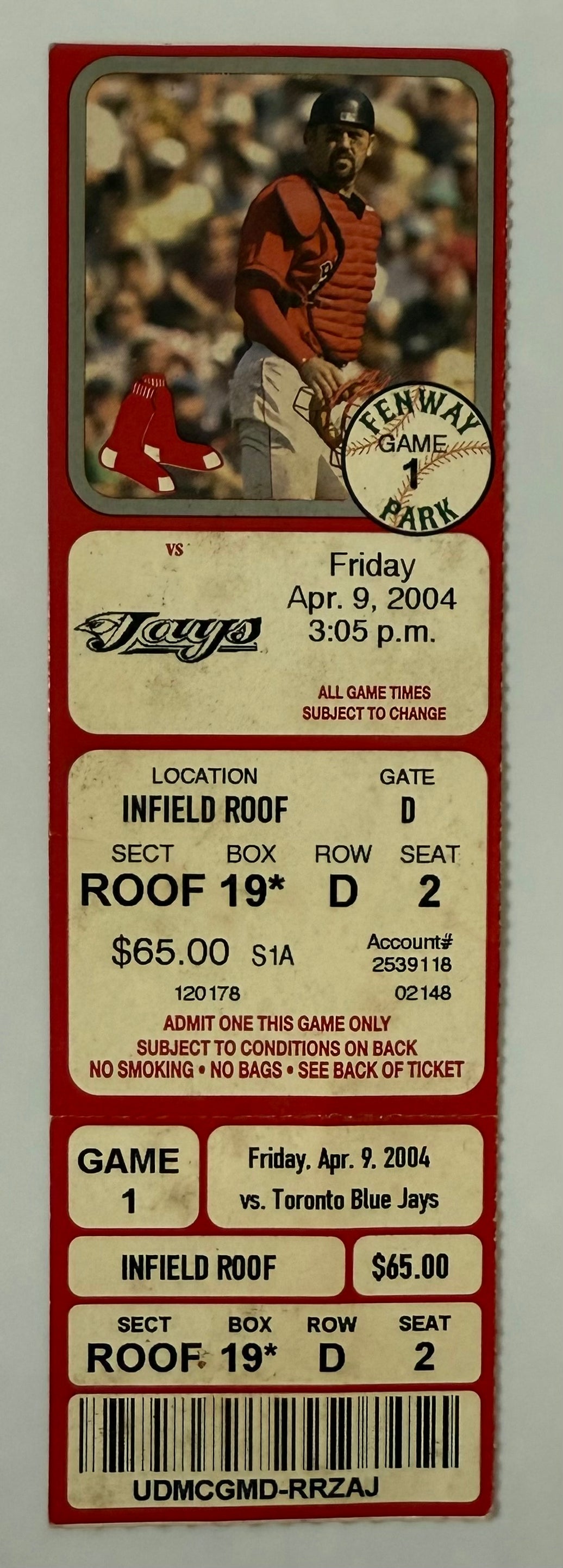 April 9, 2004, Red Sox Home Opener at Fenway Park