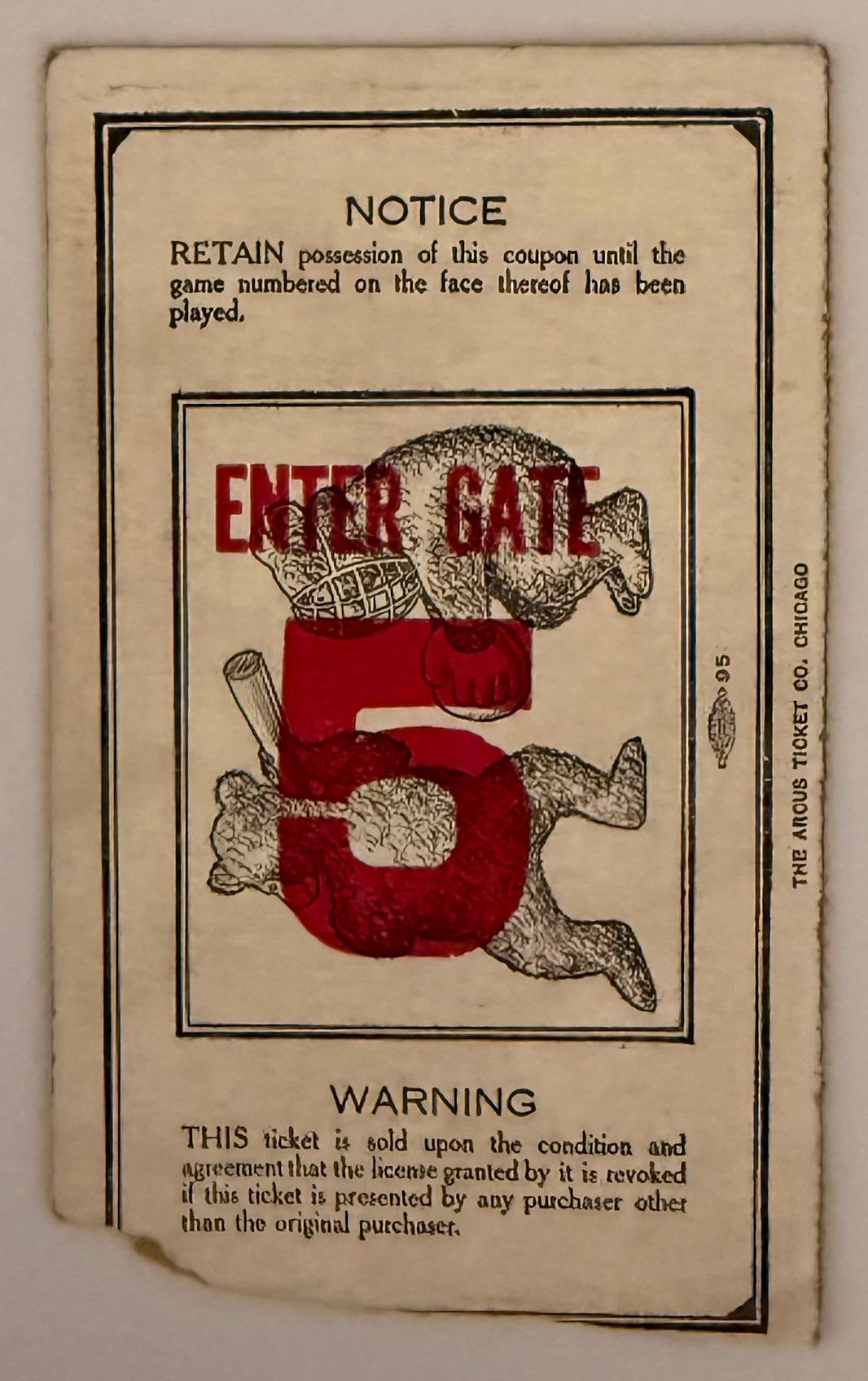 1935 Chicago Cubs lose 1935 World Series to Detroit Tigers 4 Games to 2 Ticket is for Game 5