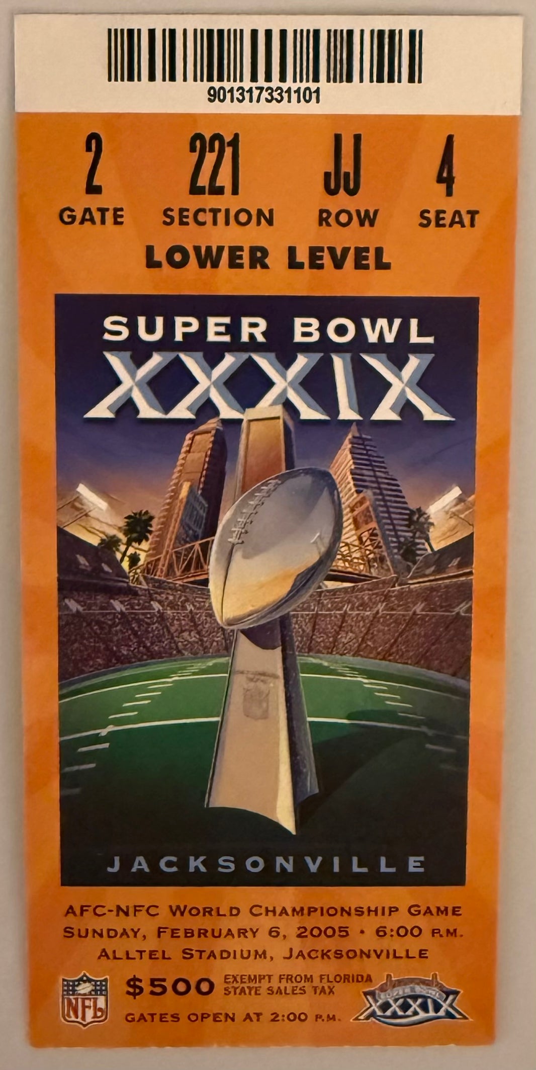 February 6, 2005, Super Bowl XXXIX, New England versus Philadelphia