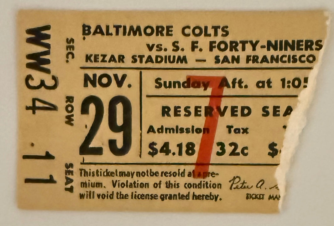 November 29, 1964, Colts versus 49ers, Johnny Unitas