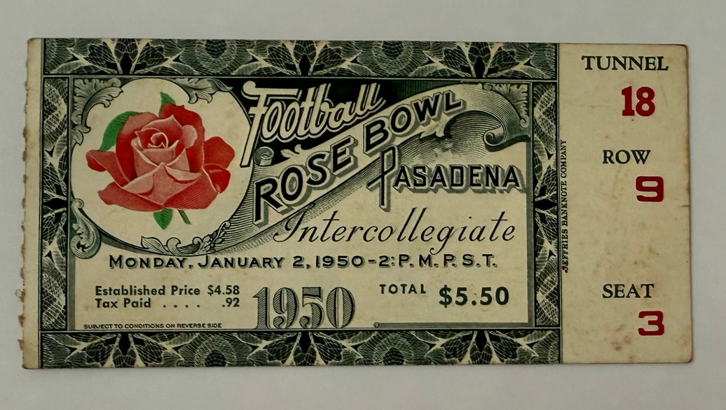 1950 Rose Bowl College Football Game in Pasadena, Ohio State Buckeyes 17 California Golden Bears 14, January 2, 1950