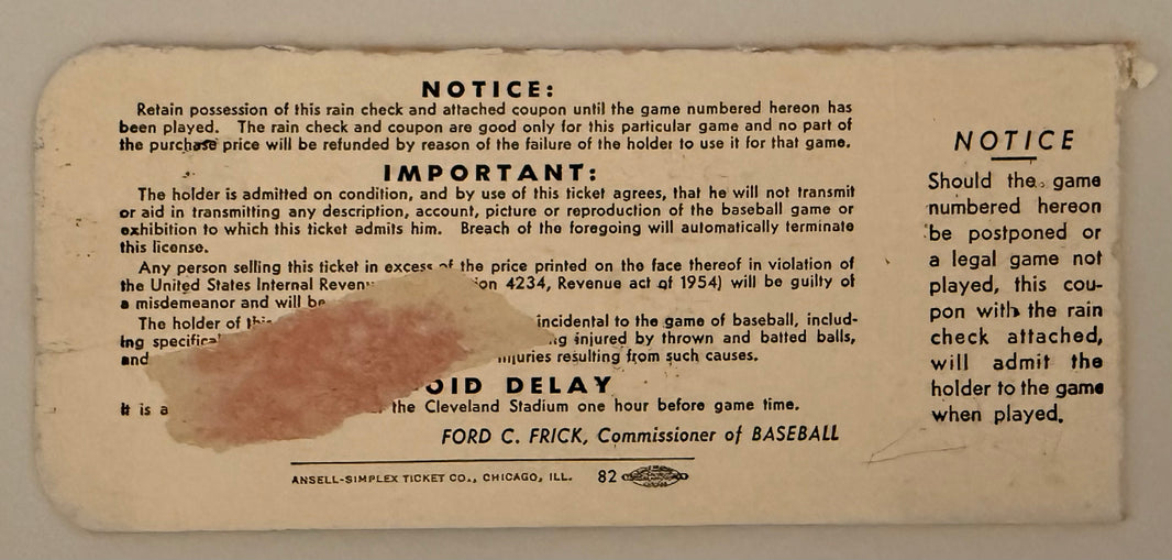 1954 Game 3 1954 World Series The New York Giants Sweep the Cleveland Indians 4 Games to 0 in the 1954 World Series