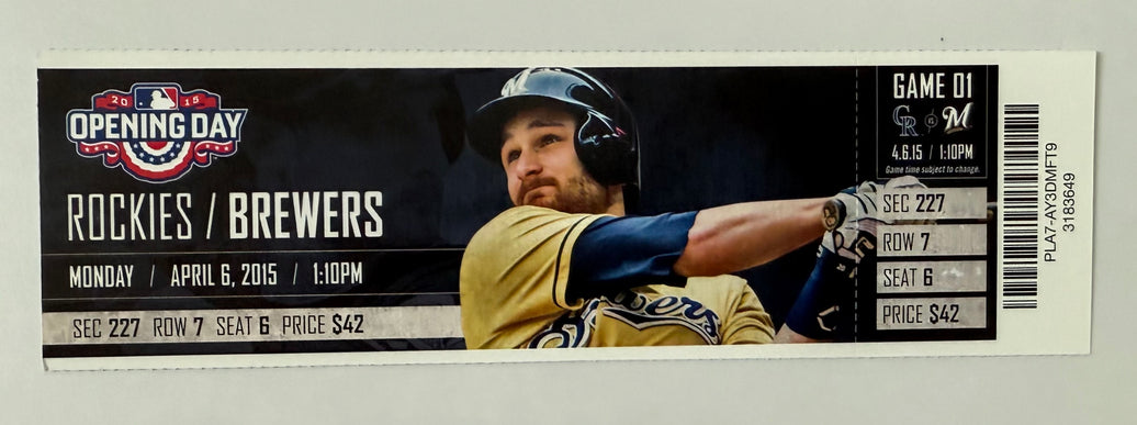 April 6, 2015, Opening Day in Milwaukee Brewers vs Rockies