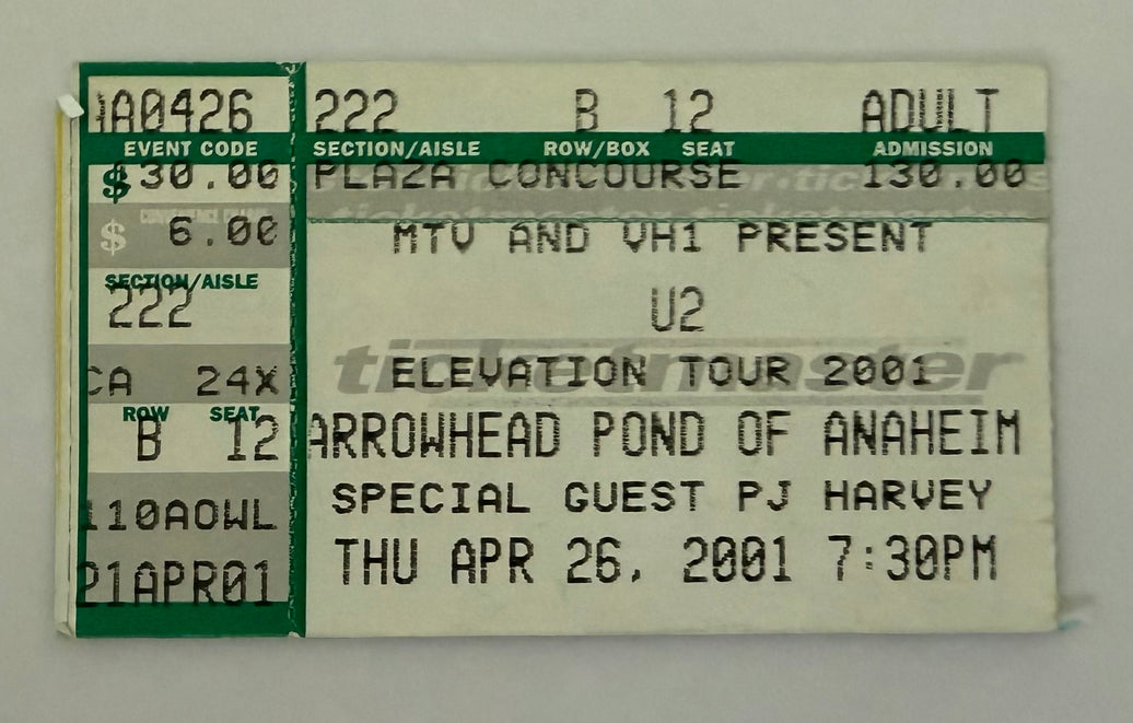 2001 U2 Elevation Tour in Anaheim, California, April 26, 2001