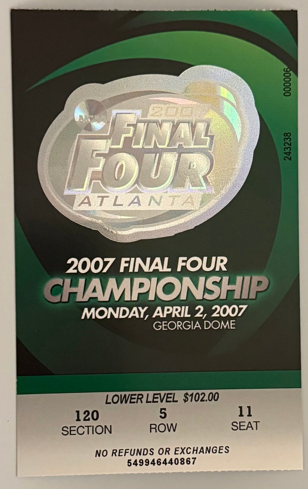 April 2, 2007, NCAA Finals, Florida versus Ohio State, Florida Wins Back-to-Back