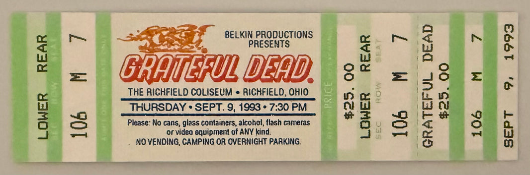 September 9, 1993, Grateful Dead, Richfield Coliseum
