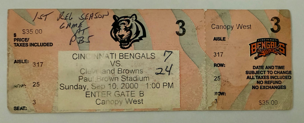 2000 First Regular Season Game at Paul Brown Stadium, Cincinnati Bengals versus Cleveland Browns, September 10, 2000, Poor Condition