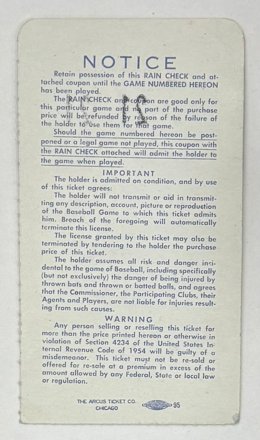 1957 World Series Game 3, Mantle/Aaron HR, Braves Defeat Yankees 12-3, 2 Parking Passes Included, 10/5/57