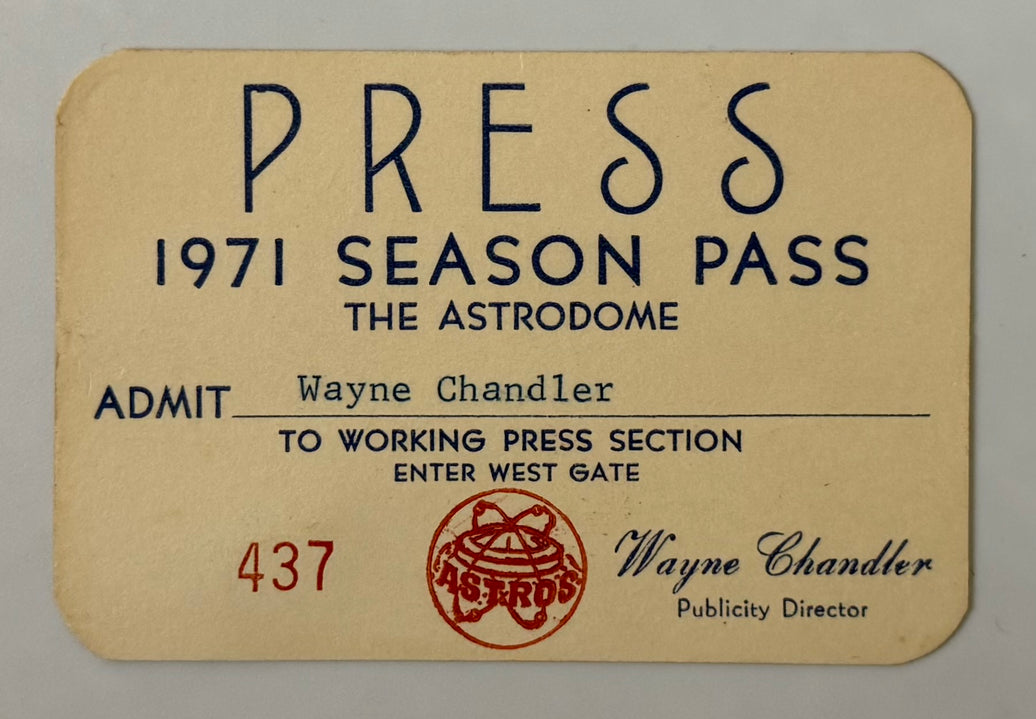 1971 Houston Astros Press Pass, 1971 Season Astrodome