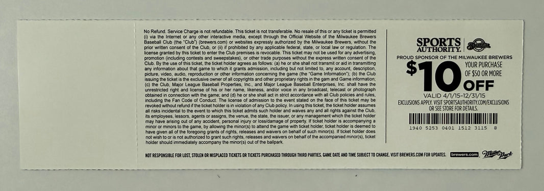 April 6, 2015, Opening Day in Milwaukee Brewers vs Rockies