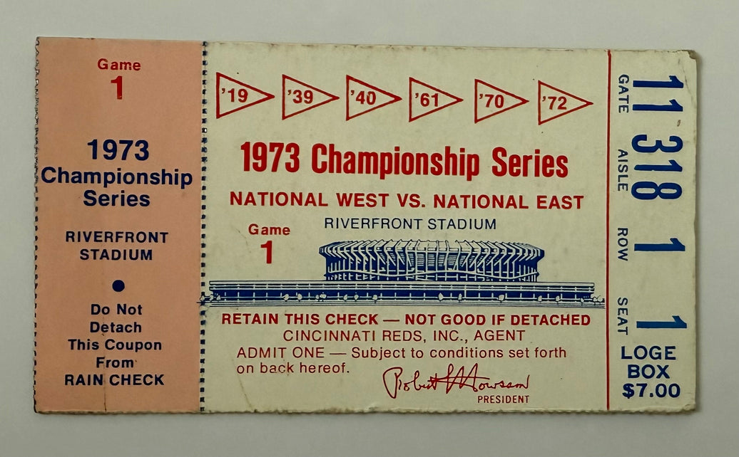 1973 NLCS Game One, Riverfront Stadium - Cincinnati, Writing On Back
