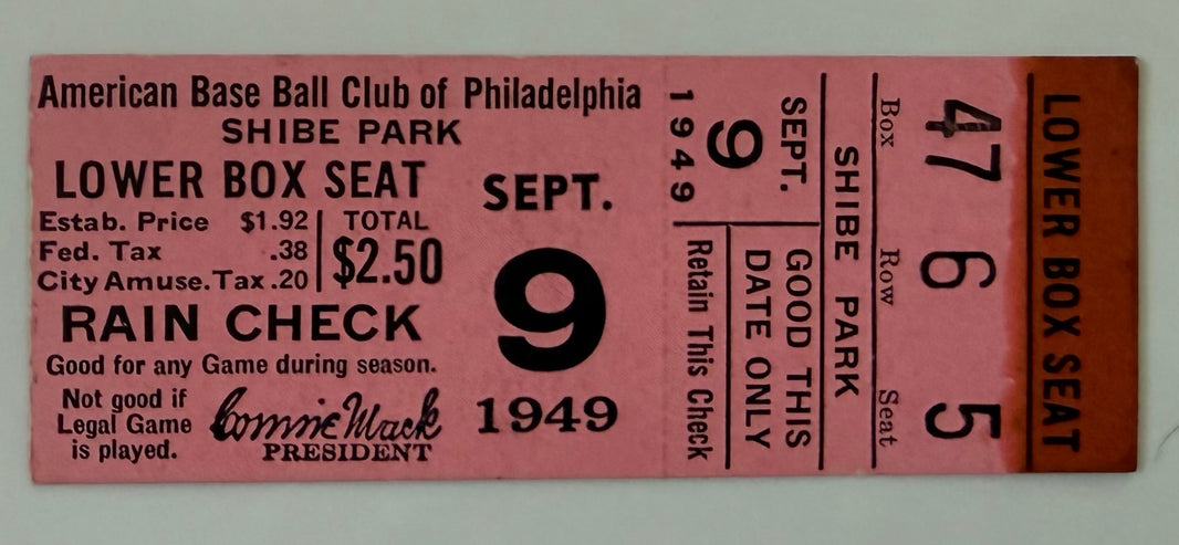 1949 Philadelphia Athletics at Shibe Park, September 9, 1949