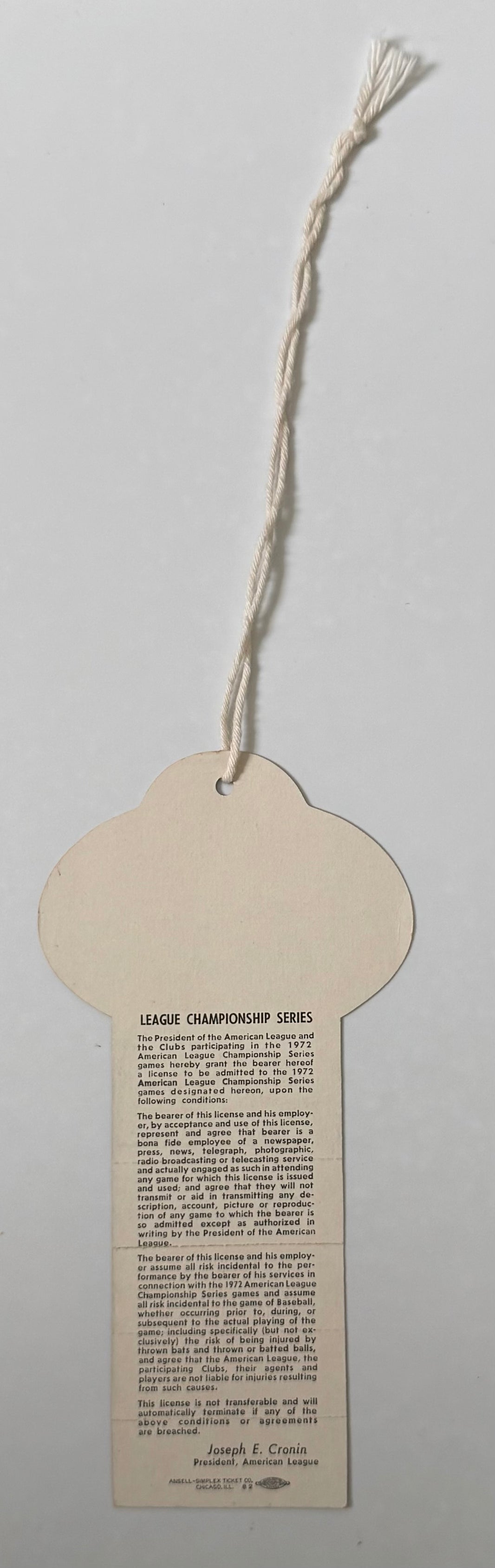 1972 ALCS at Tiger Stadium, NBC TV Press Pass, Games 3 - 4 - 5