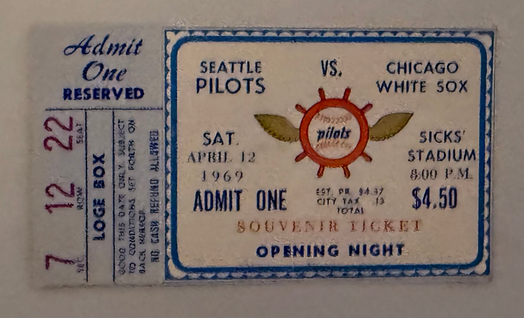 1969 Seattle Pilots versus Chicago White Sox, Opening Night Souvenir Ticket, April 12, 1969, Game Played at Sicks Stadium