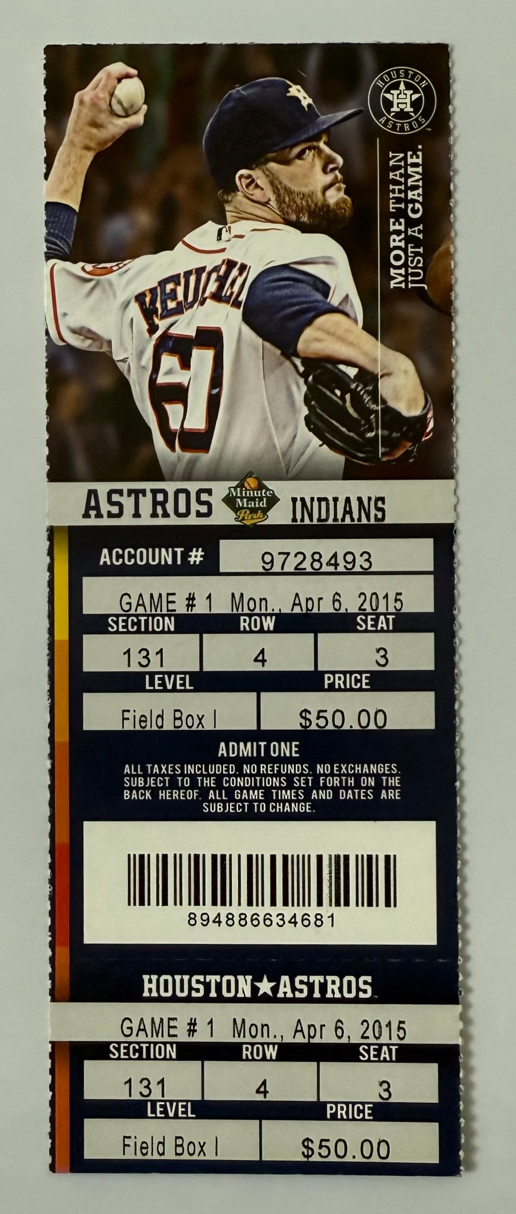 2015 Houston Astros Host Cleveland Indians at Minute Maid Park, 2015 Home Opener Game 1, 4/6/2015
