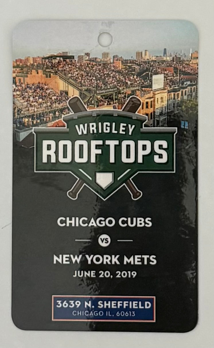 June 20, 2019, Ticket to Wrigley Rooftops, Cubs versus Mets, Slight Crease