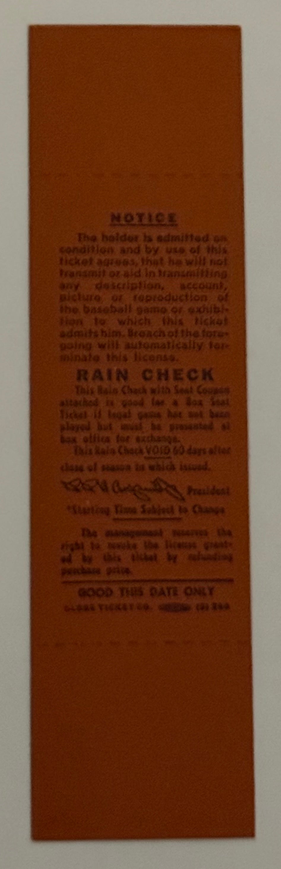 1970 Full Ticket to Last Game Played at Connie Mack Stadium, October 1, 1970