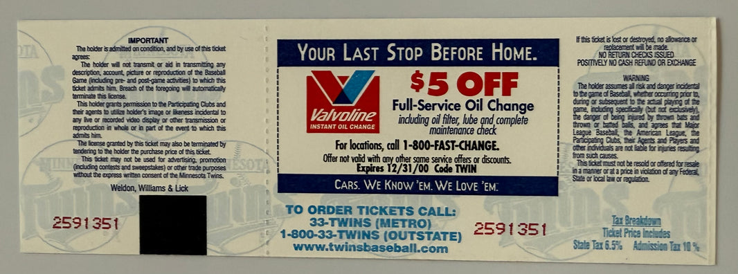 2000 Cal Ripken 3000th Hit, General Admission, 4/15/2000