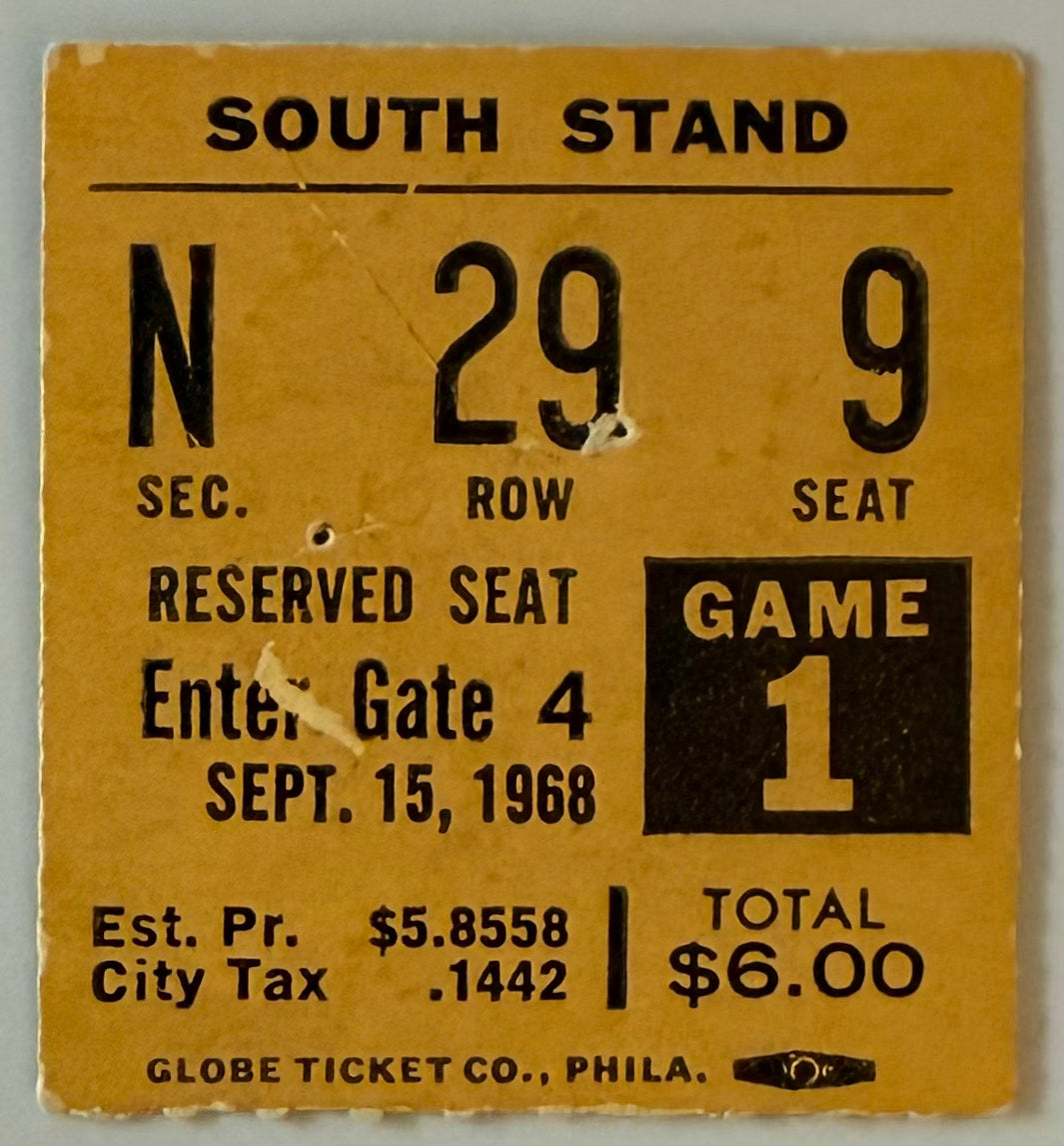 September 15, 1968, Bengals First Ever Regular Season Home Game at Nippert Stadium Signed by First Ever Bengal John Stofa