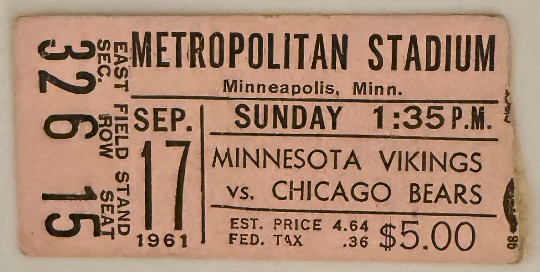 September 17, 1961, Mike Ditka/Fran Tarkenton Debuts, 1st Minnesota Vikings Game