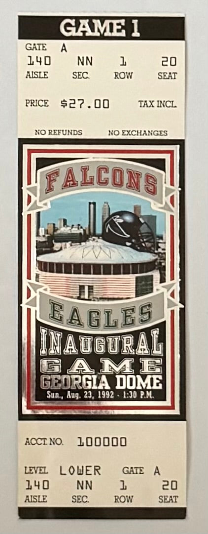 1992 Inaugural Game at Georgia Dome, Falcons versus Eagles, August 23, 1992