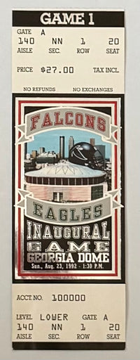 1992 Inaugural Game at Georgia Dome, Falcons versus Eagles, August 23, 1992