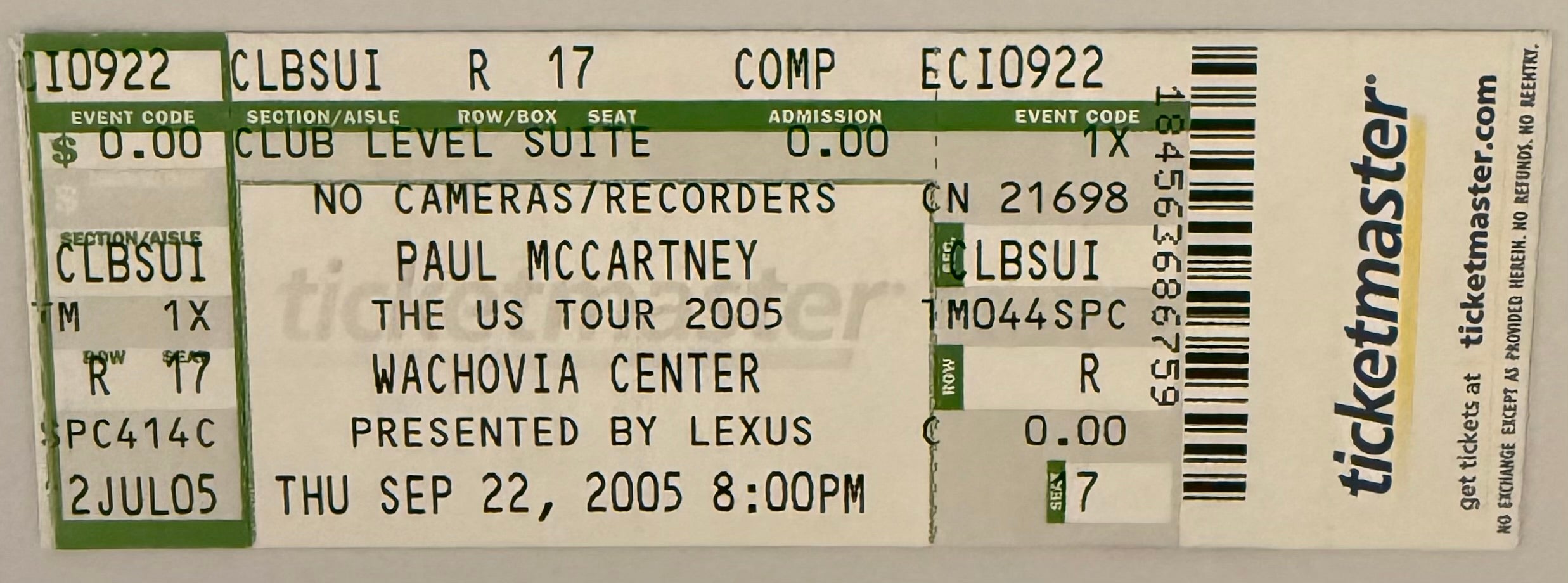 September 22, 2005, Paul McCartney, The US Tour 2005