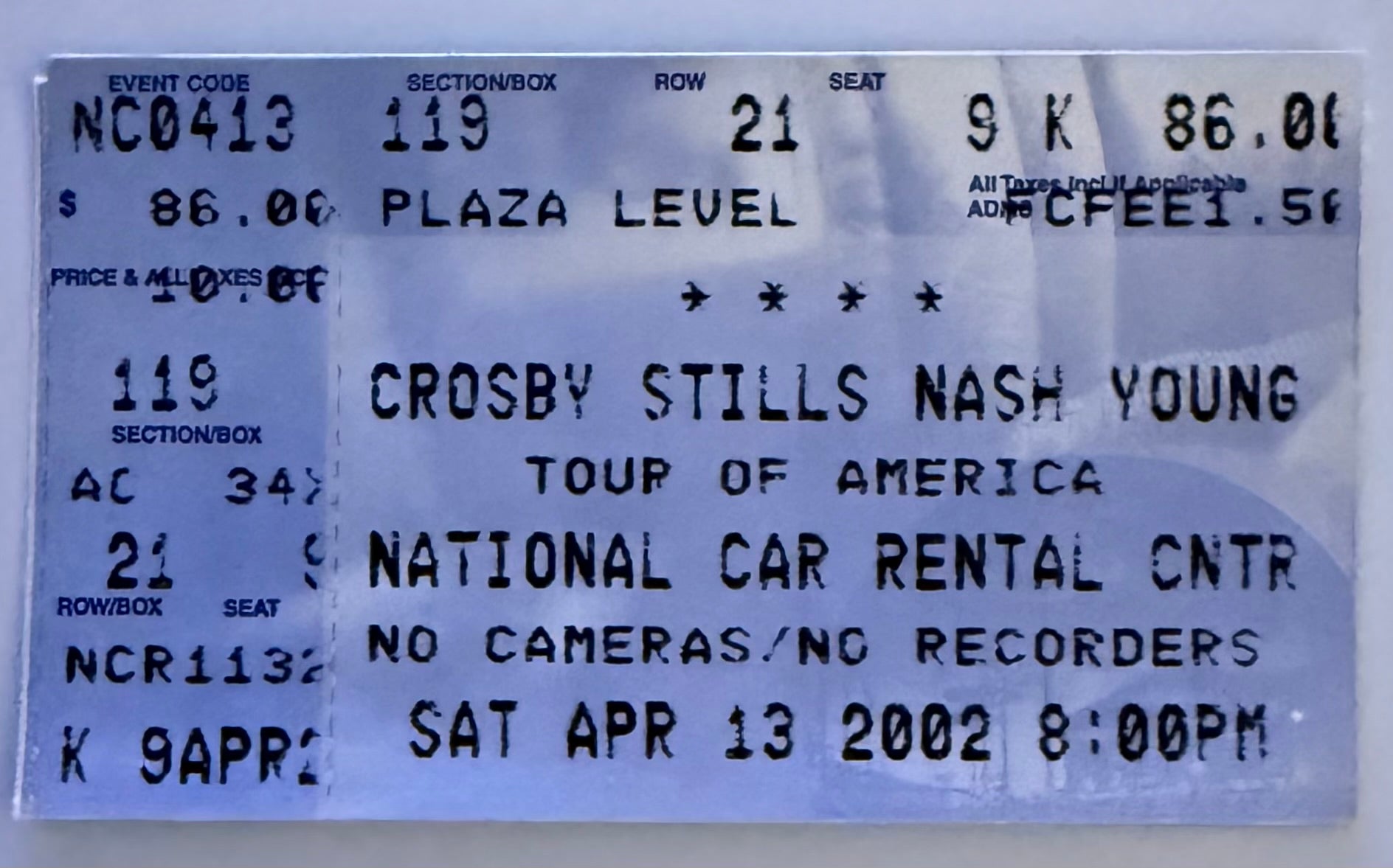 April 13, 2002, Crosby, Stills, Nash and Young, Fort Lauderdale Florida