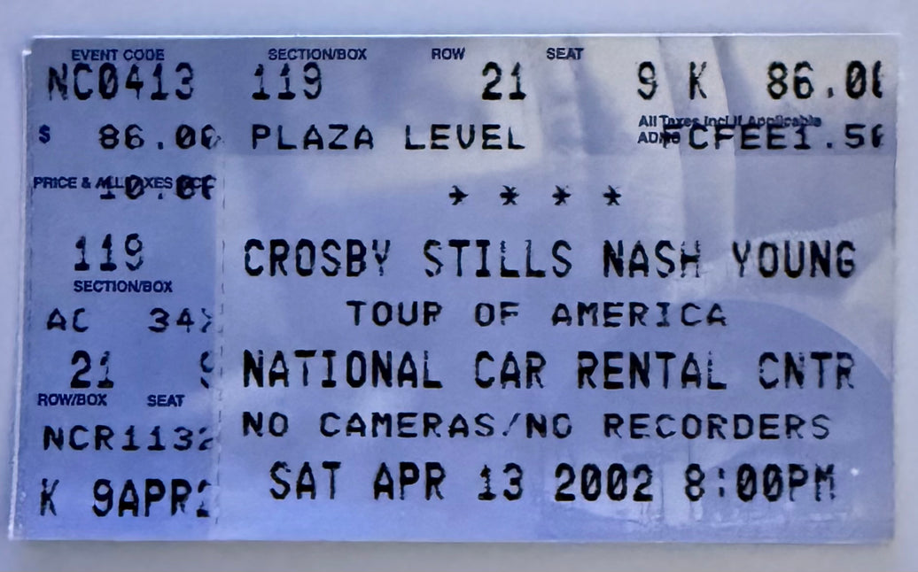 April 13, 2002, Crosby, Stills, Nash and Young, Fort Lauderdale Florida