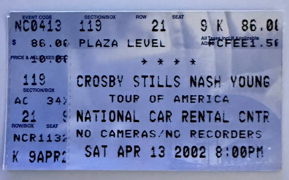 April 13, 2002, Crosby, Stills, Nash and Young, Fort Lauderdale Florida