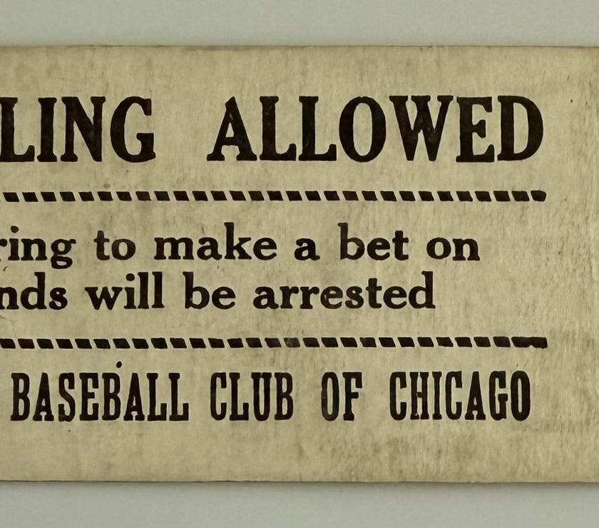 1930 Chicago White Sox vs Senators, July 25, 1930, Comiskey Park, No Gambling Allowed Noted on Back of Ticket