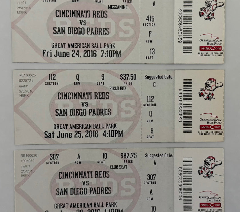 2016 Set of Tickets to Pete Rose  Red‘s Hall of Fame Induction Weekend June 24/25/26