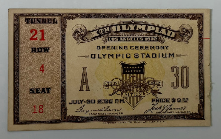 1932 Ceremony Los Angeles Summer Olympic Games
