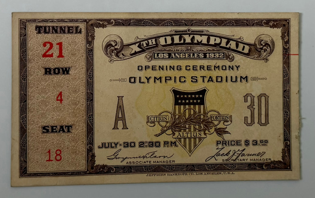 1932 Opening Ceremony Los Angeles Summer Olympic Games