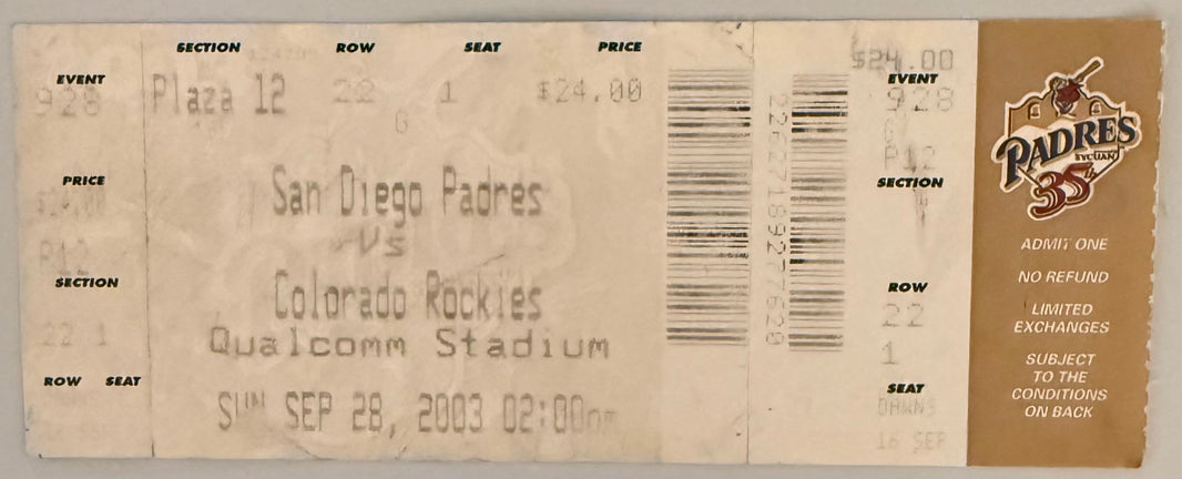 September 28, 2003, San Diego Padres Last Game at Qualcomm Stadium (C)