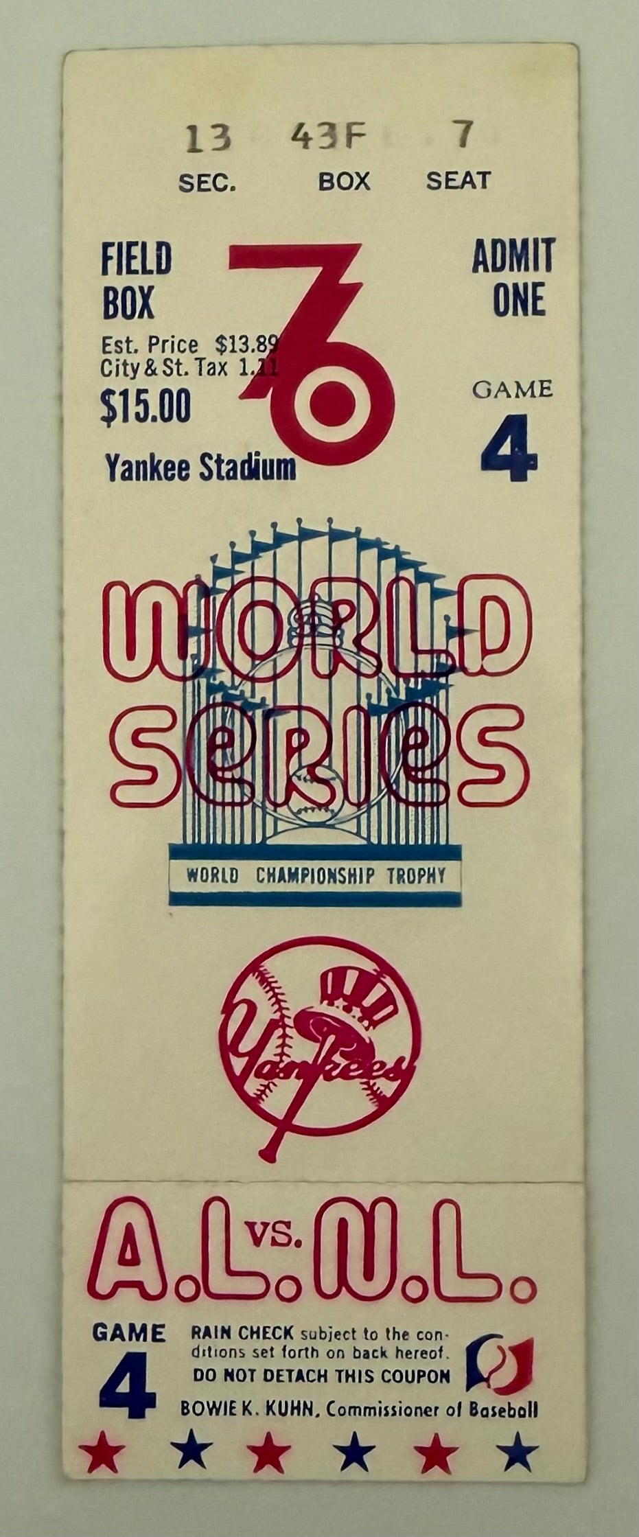 1976 World Series Game 4 at Yankee Stadium, Cincinnati Reds Clinch Series