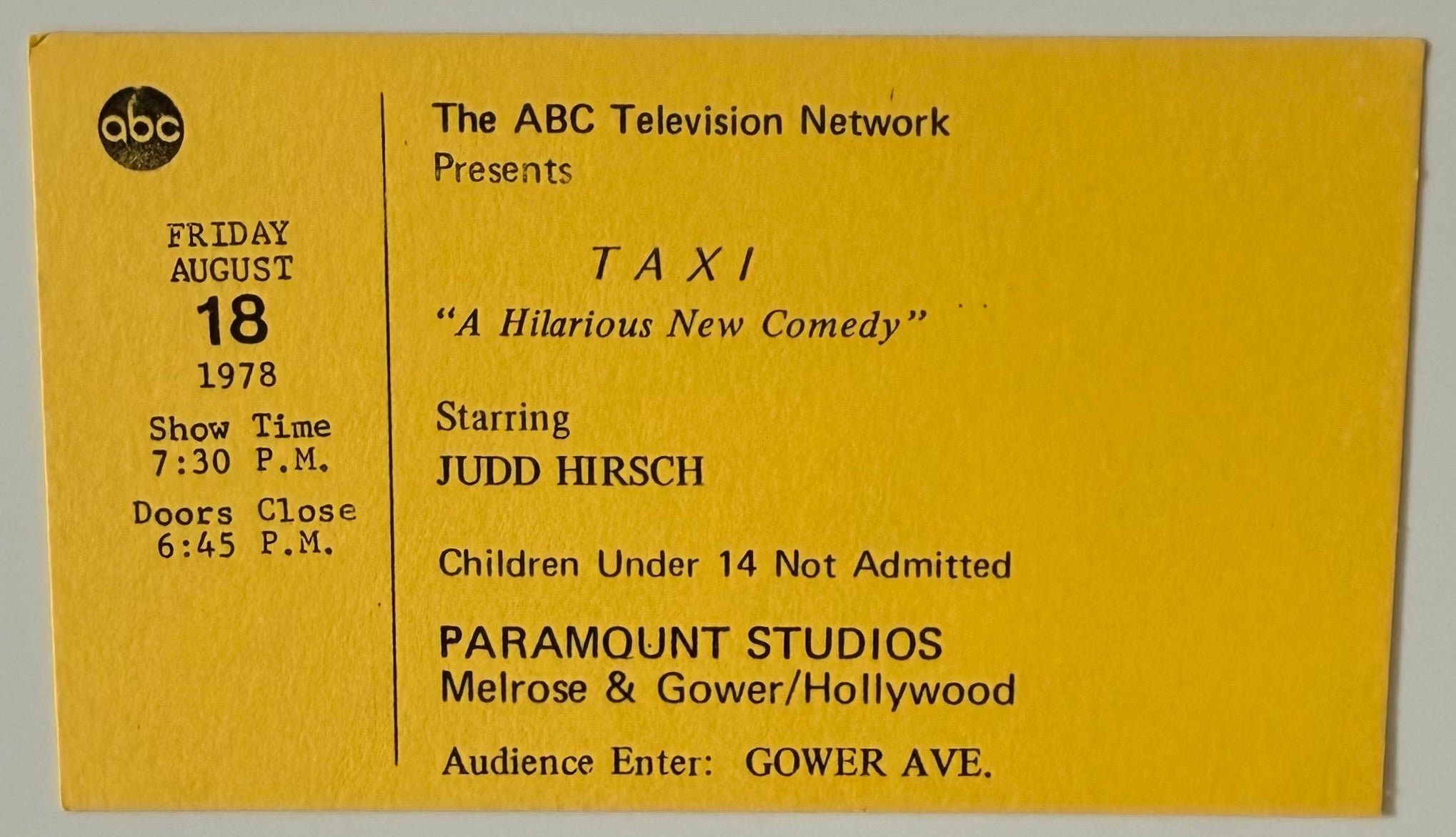 August 18, 1978, Taxi Show Taping