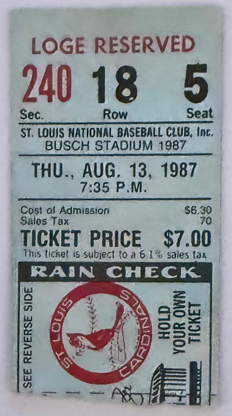 August 13, 1987, Cardinals Versus Phillies, Cardinals Record 0 Outfield Put Outs in 13 Innings