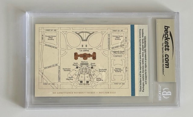 2009 Mint BGS Graded, 1/20/2009, Silver Platform Ticket to Inauguration Ceremonies of Barack Obama